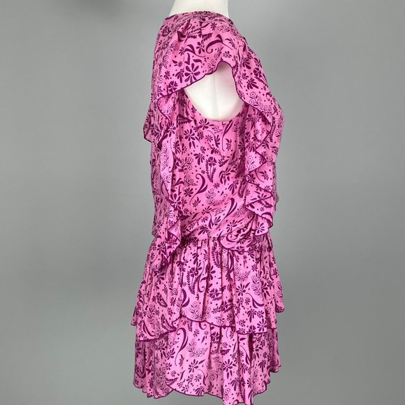 Coolchange Quinn Womens Ruffled Tunic Dress Swim Cover Purple Pink Floral size S - Picture 4 of 12